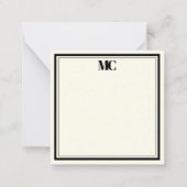 Modern Minimalistisch Monogram Two Borders Cream I Notitiekaartje (Voorkant)
