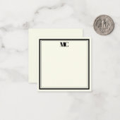 Modern Minimalistisch Monogram Two Borders Cream I Notitiekaartje (Voorkant / Achterkant in situ)
