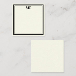 Modern Minimalistisch Monogram Two Borders Cream I Notitiekaartje