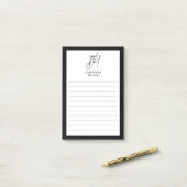 Modern minimalistisch monogram uitgelijnd post-it® notes (Op bureau)