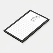 Modern minimalistisch monogram uitgelijnd post-it® notes (Schuin)