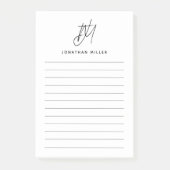 Modern minimalistisch monogram uitgelijnd post-it® notes (Voorkant)