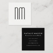 Modern minimalistisch monogram vierkante visitekaartje (Voorkant / Achterkant)