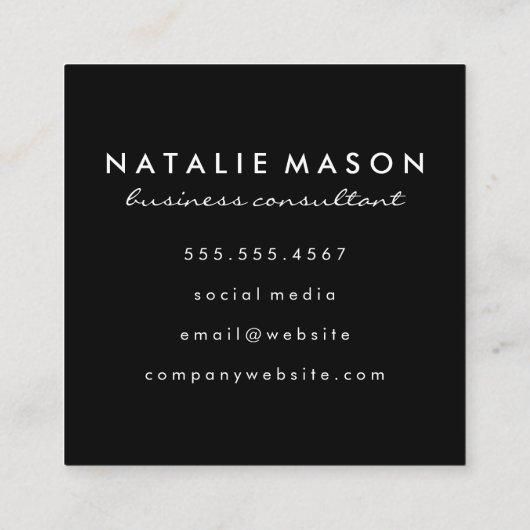 Modern minimalistisch monogram vierkante visitekaartje (Achterkant)