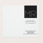 Modern minimalistisch monogram visitekaartje (Buitenkant ongevouwen)