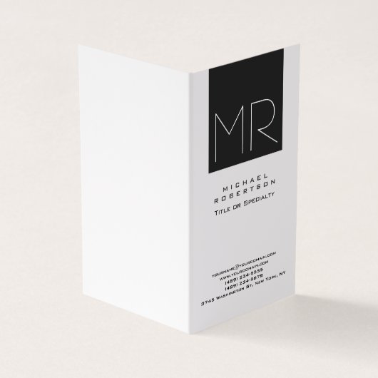 Modern minimalistisch monogram visitekaartje (Buitenkant)