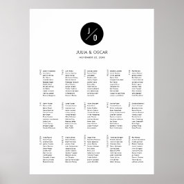 Modern minimalistisch Monogram Weddenschap Plan Poster