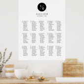 Modern minimalistisch Monogram Weddenschap Plan Poster (Keuken)