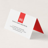 Modern minimalistisch Monogram White Red Folded Visitekaartje (Achterkant)