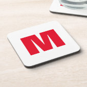 Modern minimalistisch monogram wit rood bier onderzetter (Linkerzijde)
