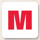 Modern minimalistisch monogram wit rood bier onderzetter (Voorkant)