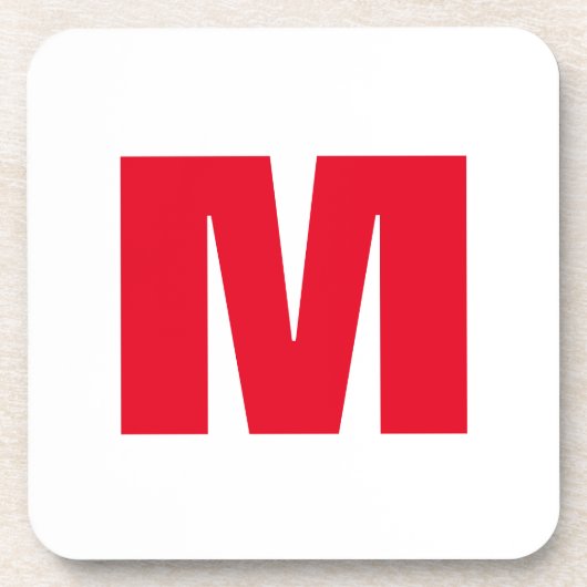 Modern minimalistisch monogram wit rood bier onderzetter (Voorkant)