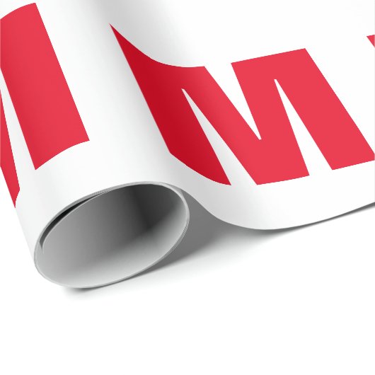 Modern minimalistisch monogram wit rood cadeaupapier (Rol Hoek)