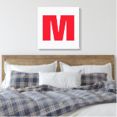 Modern minimalistisch monogram wit rood canvas afdruk (Insitu (Slaapkamer))