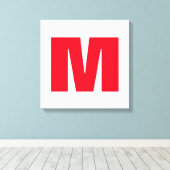 Modern minimalistisch monogram wit rood canvas afdruk (Insitu (Houten vloer))