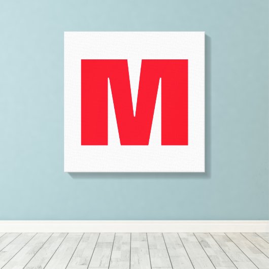 Modern minimalistisch monogram wit rood canvas afdruk (Insitu (Houten vloer))