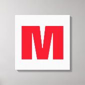 Modern minimalistisch monogram wit rood canvas afdruk (Voorkant)