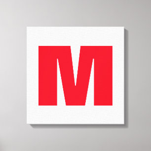Modern minimalistisch monogram wit rood canvas afdruk