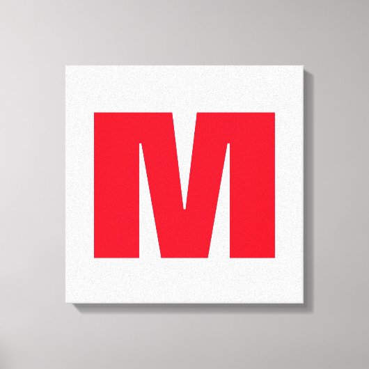 Modern minimalistisch monogram wit rood canvas afdruk (Voorkant)