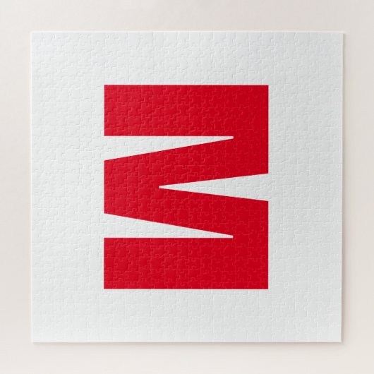 Modern minimalistisch monogram wit rood legpuzzel (Horizontaal)
