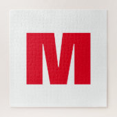 Modern minimalistisch monogram wit rood legpuzzel (Verticaal)