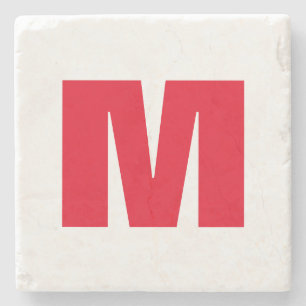 Modern minimalistisch monogram wit rood stenen onderzetter