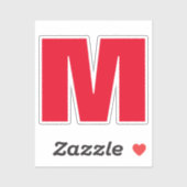Modern minimalistisch monogram wit rood sticker (Vel)