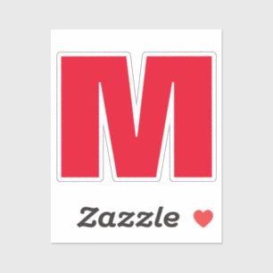 Modern minimalistisch monogram wit rood sticker