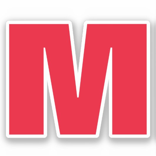 Modern minimalistisch monogram wit rood sticker (Voorkant)