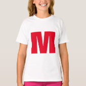 Modern minimalistisch monogram wit rood t-shirt (Voorkant)