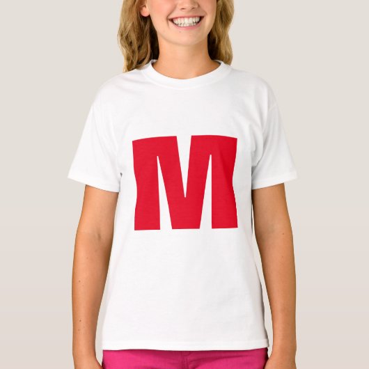 Modern minimalistisch monogram wit rood t-shirt (Voorkant)