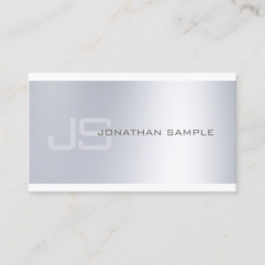 Modern minimalistisch monogram, zilver kijk luxe visitekaartje (Voorkant)