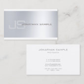Modern minimalistisch monogram, zilver kijk luxe visitekaartje (Voorkant / Achterkant)