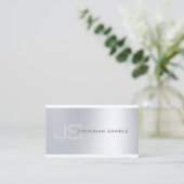 Modern minimalistisch monogram, zilver kijk luxe visitekaartje (Staand voorkant)