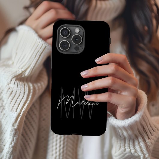 Modern minimalistisch monogram zwart Case-Mate iPhone case