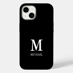 Modern Minimalistisch Monogram Zwart en Wit iPhone 14 Hoesje