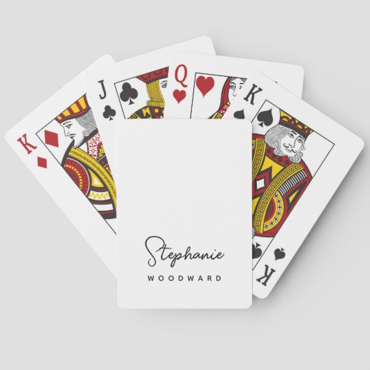 Modern Minimalistisch Monogram Zwart en Wit Pokerkaarten (Achterkant)