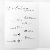 Modern Minimalistisch Monogram Zwart-wit Bruiloft Drieluik Uitnodiging (Binnenzijde eerst)