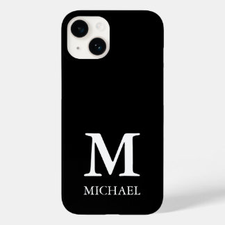 Modern minimalistisch monogram zwart-wit Case-Mate iPhone 14 hoesje