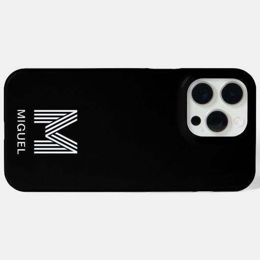 Modern minimalistisch monogram zwart-wit Case-Mate iPhone case (Achterkant (horizontaal))