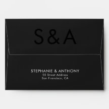 Modern minimalistisch monogram zwart-wit huwelijk