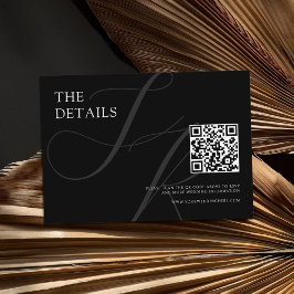 Modern minimalistisch monogram zwart-wit huwelijk informatiekaartje