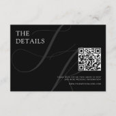 Modern minimalistisch monogram zwart-wit huwelijk informatiekaartje (Voorkant)