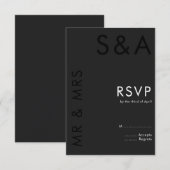 Modern minimalistisch monogram zwart-wit huwelijk RSVP kaartje (Voorkant / Achterkant)