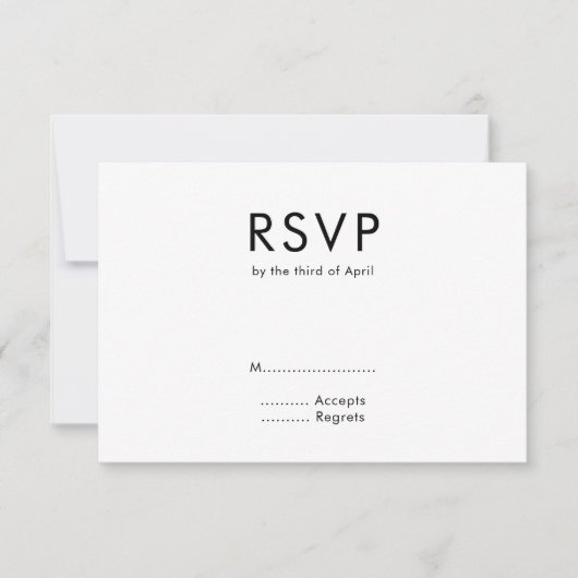 Modern minimalistisch monogram zwart-wit huwelijk RSVP kaartje (Voorkant)