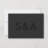 Modern minimalistisch monogram zwart-wit huwelijk RSVP kaartje (Achterkant)