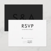 Modern minimalistisch monogram zwart-wit huwelijk RSVP kaartje (Voorkant / Achterkant)