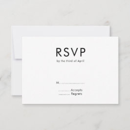 Modern minimalistisch monogram zwart-wit huwelijk RSVP kaartje