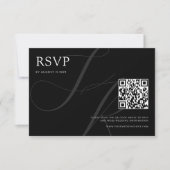 Modern minimalistisch monogram zwart-wit huwelijk RSVP kaartje (Voorkant)