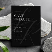 Modern minimalistisch monogram zwart-wit huwelijk save the date